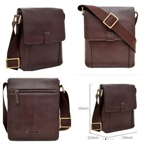 Hidesign Aiden Genuine Leather Crossbody Messenger Bag 10.5" iPad Bag